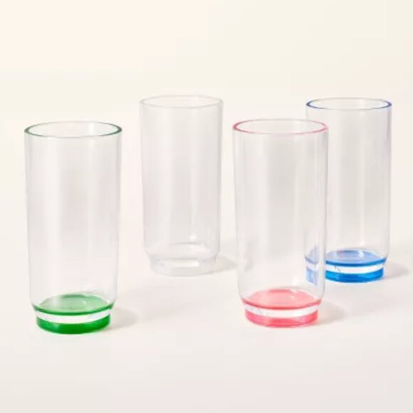 15.20z 4pc Acrylic HighbalI Drinkware Set Green/Cream/Pink/Blue kate spade new y